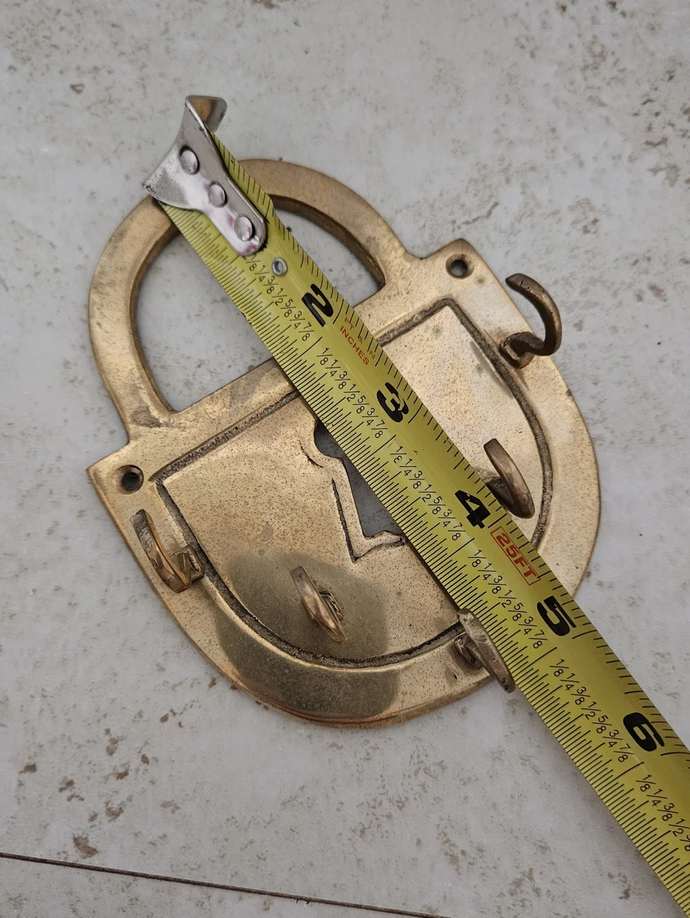 Vintage Brass Padlock Shaped Wall Key Holder Organizer Decor 5 Hooks